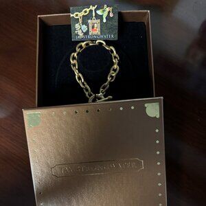 Jay Strongwater Rhinestone Starter Charm Bracelet 7 1/2" - Gold Toned Chain NEW